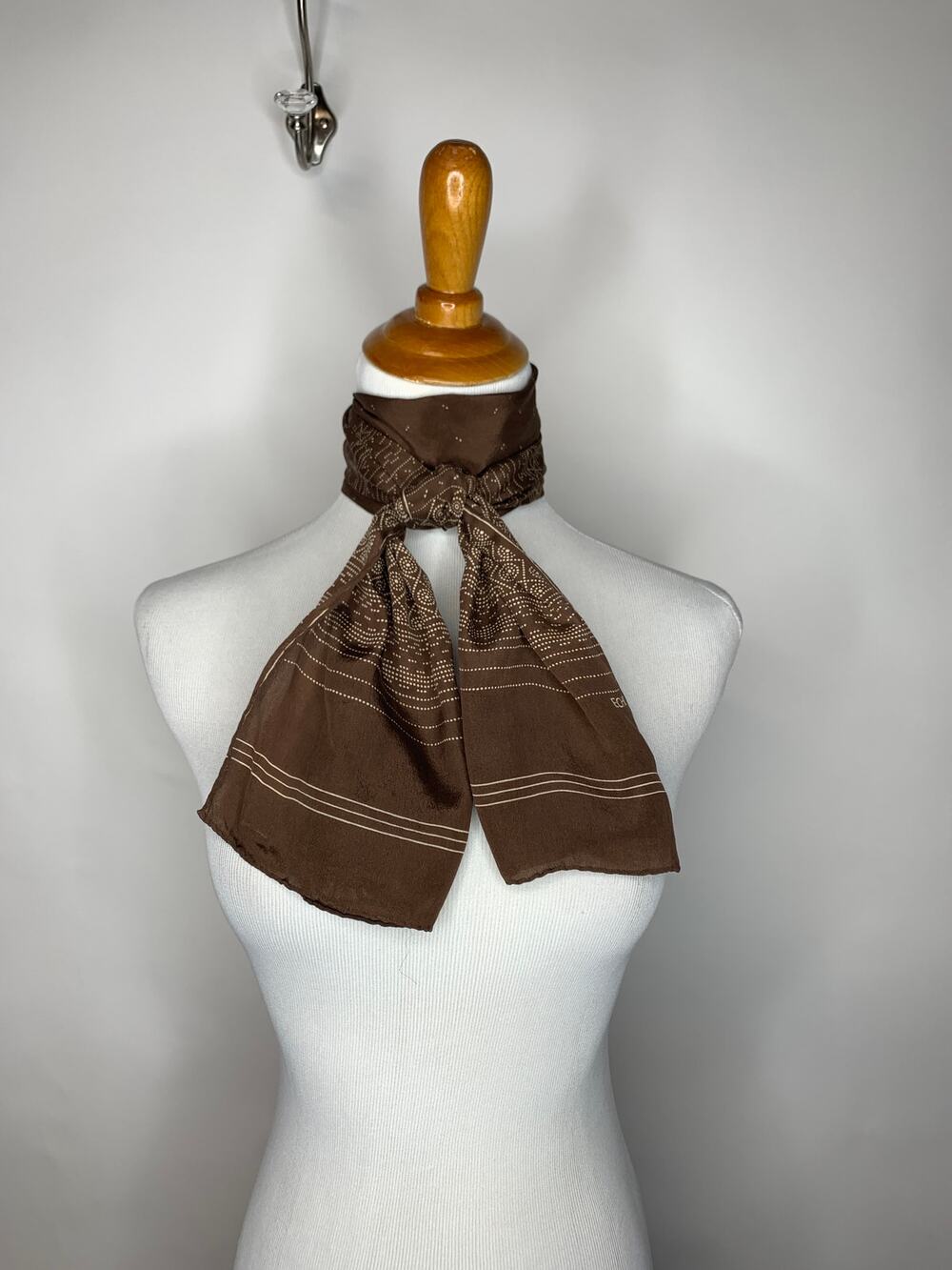 Vintage Brown Long Silk Chiffon Scarf ECHO Brand Boho Western Retro